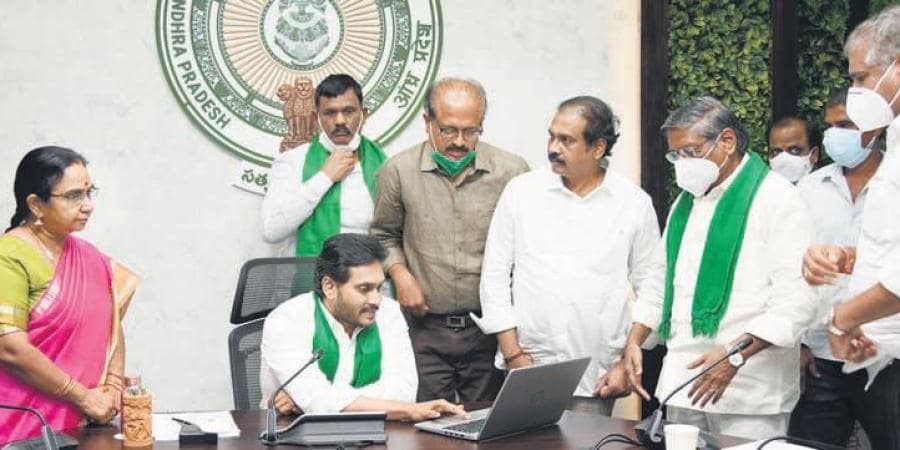 Around Rs.1820.23 has been transferred into the bank account of 15.15 lakh eligible farmers through the direct benefit transfer method By Chief Minister of Andhra Pradesh YSR Jagan Mohan Reddy