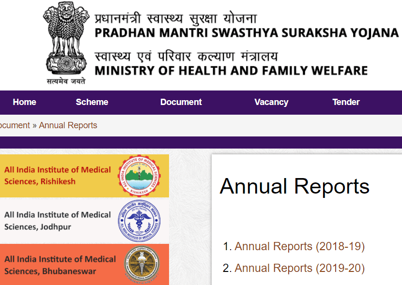 Process To View Annual Report Of PM Swasthya Suraksha Yojana