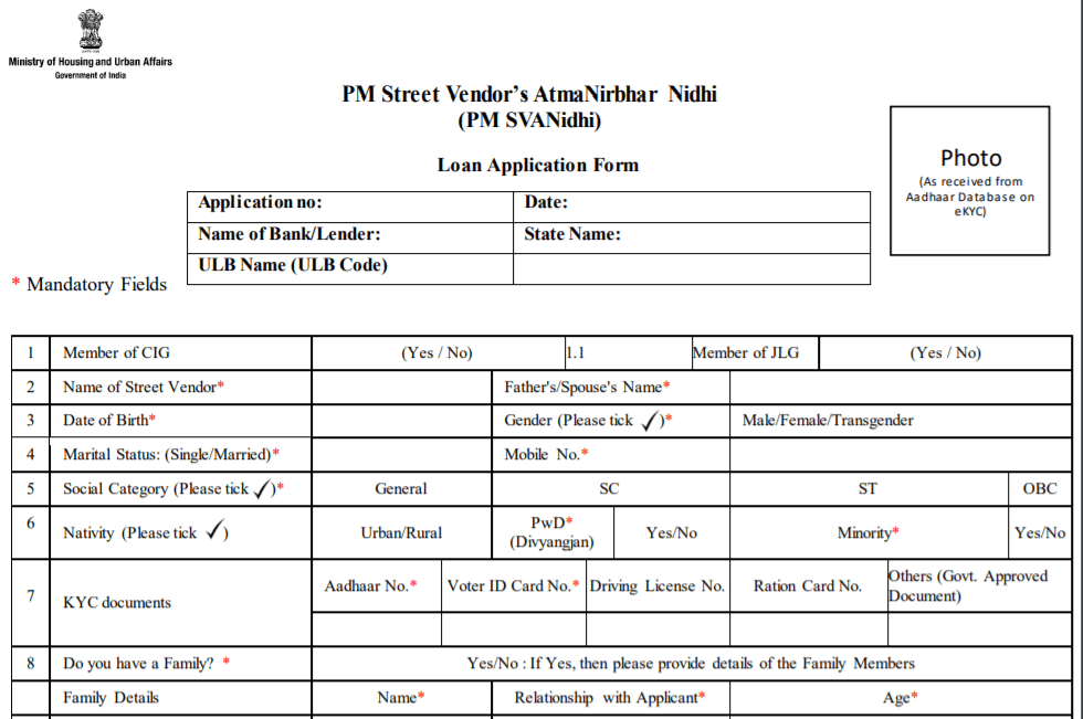 Offline Procedure To Apply For SVANidhi Yojana Download Form Pdf