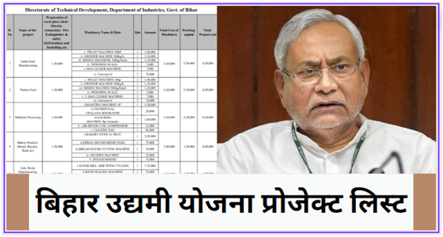 Bihar Udyami Yojana Project List